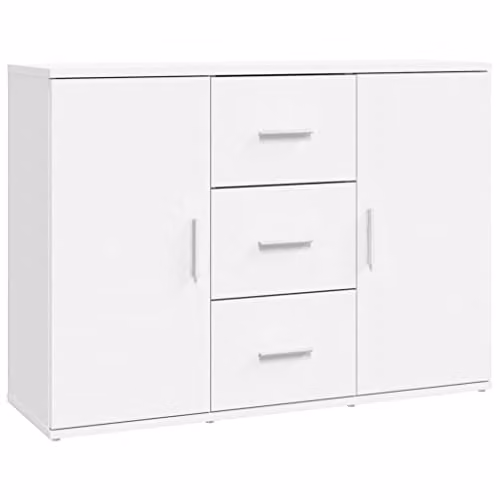 vidaXL White Minimalist Sideboard in Matt Engineered Wood W/D/H: 91 x 29.5 x 65 cm