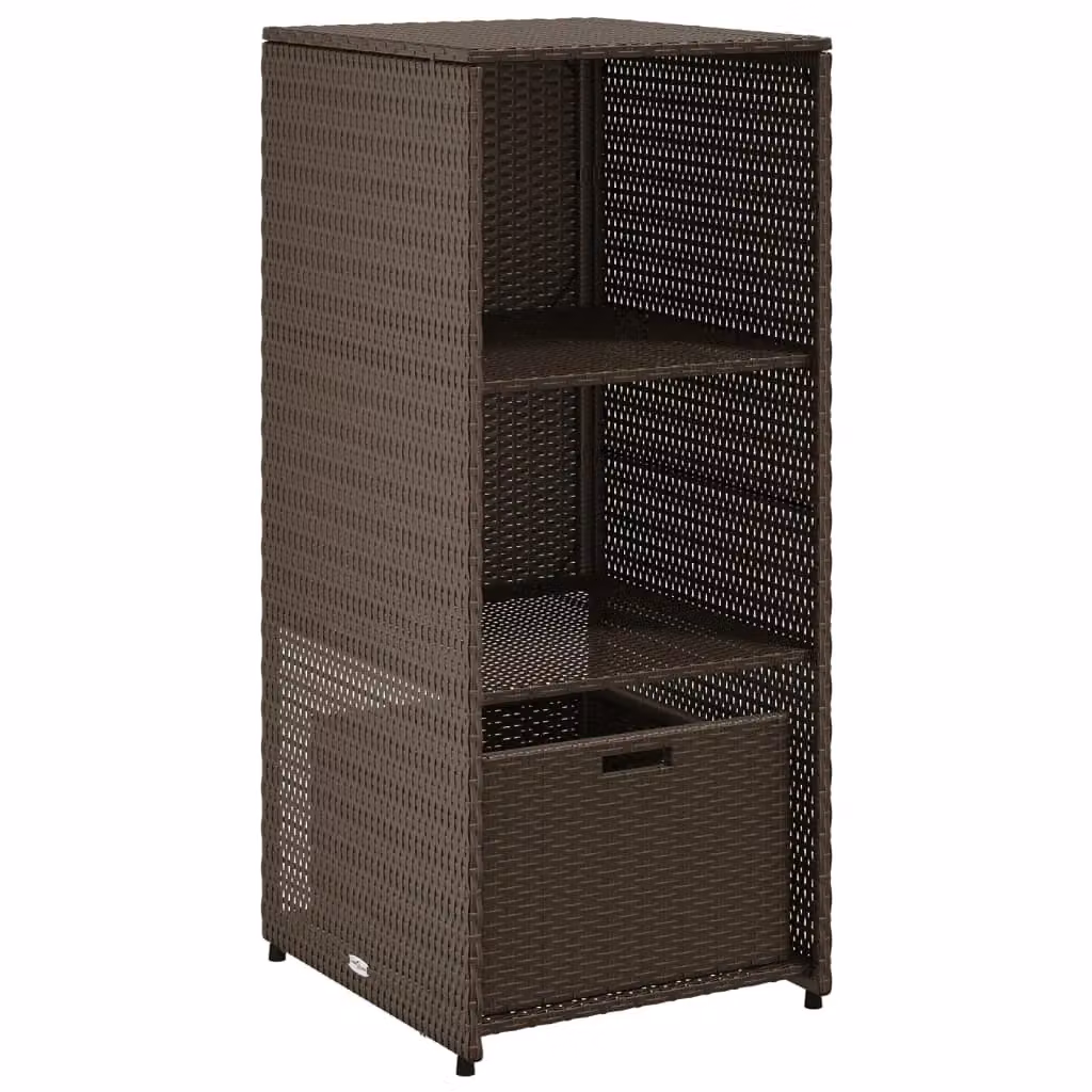 Berkfield Home Brown Poly Rattan Garden Storage Cabinet with Internal Shelves and Drawers W/D/H: 50 x 55 x 115 cm – 2
