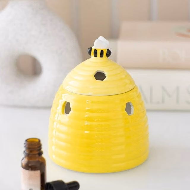 Uniqueful Yellow Beehive Ceramic Oil Burner for Tealights
