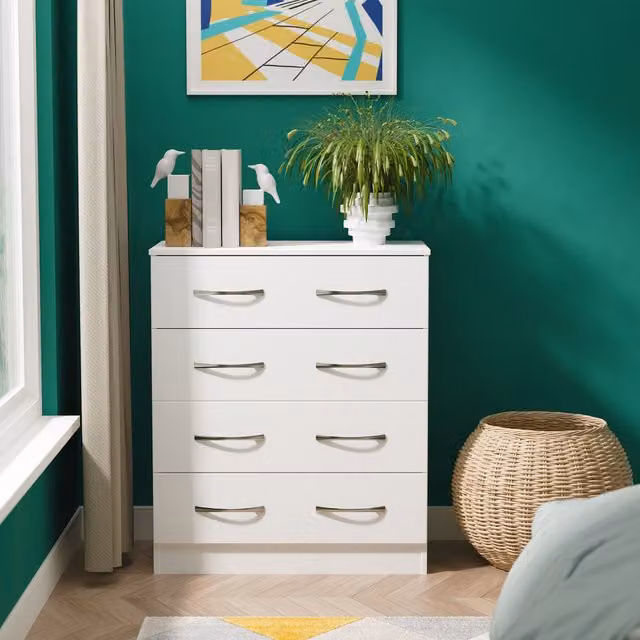 Avon Ready Assembled 4 Drawer Chest in White Matt