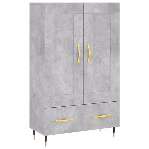 vidaXL Modern Highboard in Concrete Grey with Hinged Doors and Drawers, W/D/H: 69.5 x 31 x 115 cm – 1