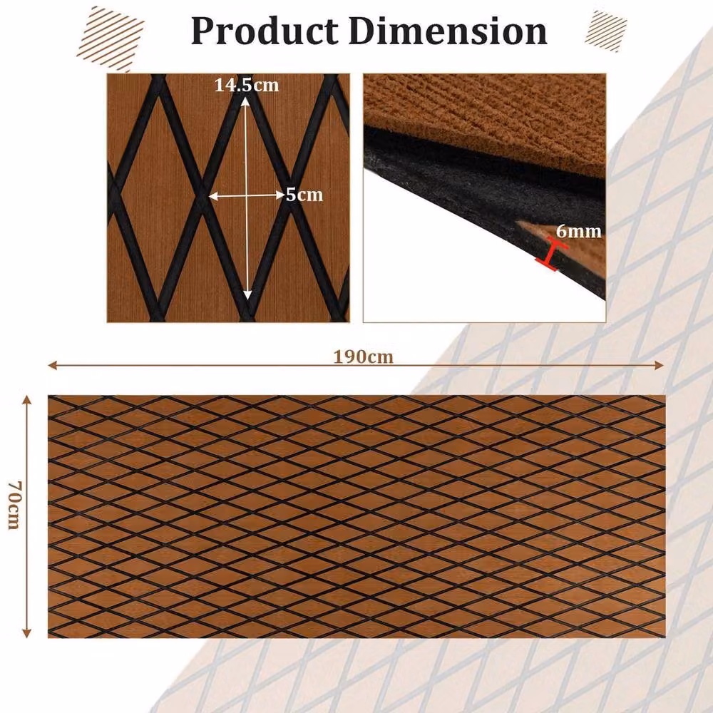 NESTLUNE Self-Adhesive EVA Foam Boat Decking Sheet, Brown – 2
