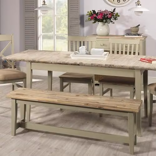 Statement Furniture Florence Solid Acacia Wood Backless Dining Bench, Green, W/D/H: 140 x 32 x 45 cm – 3