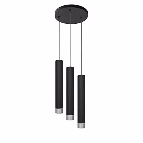Netlighting Helam Tuba Cluster Pendant Ceiling Light in Black and Chrome, Diameter: 30 cm