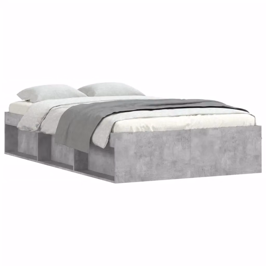 Berkfield Home Small Double Bed Frame in Concrete Grey, W: 120 cm, L: 190 cm – 2