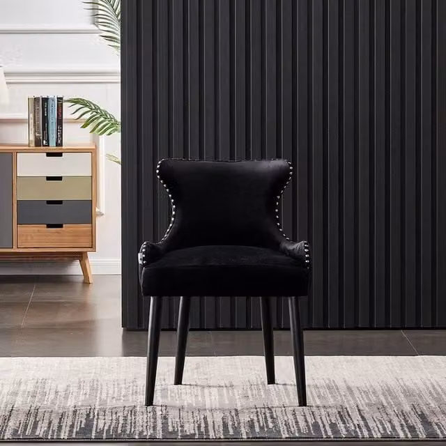 Life Interiors Set of 4 Oxford LUX Velvet Dining Chairs in Black