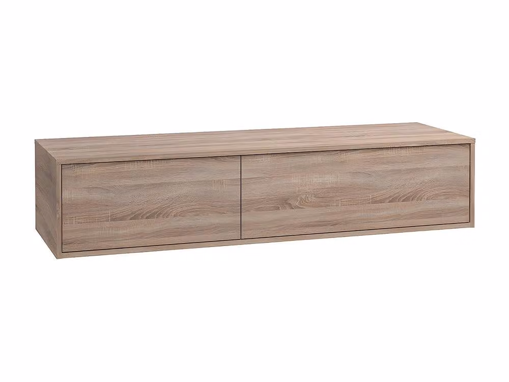 Vente-unique ISAURE II Wall-Mounted Vanity Unit in Light Oak, W: 150 cm, D: 47 cm, H: 32 cm – 2