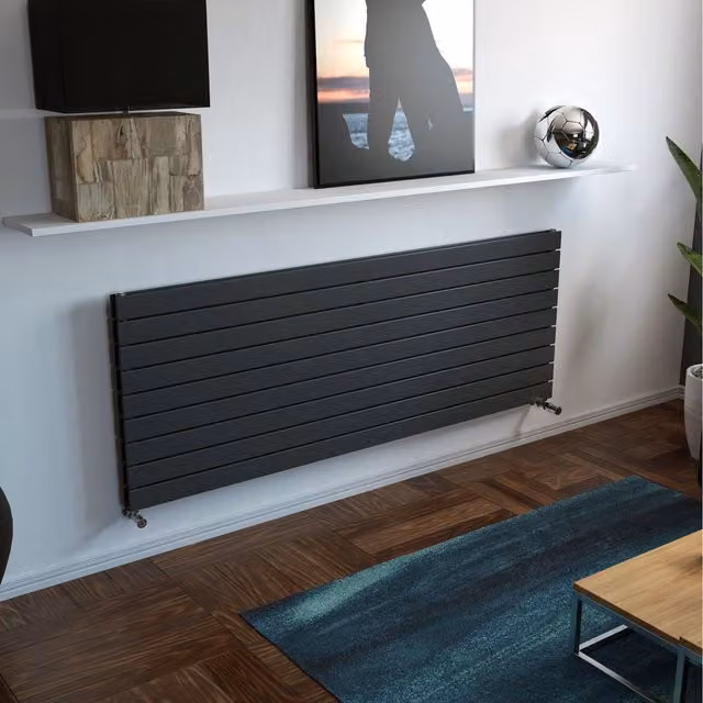 Agadon Panio Duplex Horizontal Flat Panel Designer Radiator in Anthracite Grey, H: 180 cm, W: 67 cm, D: 67 cm