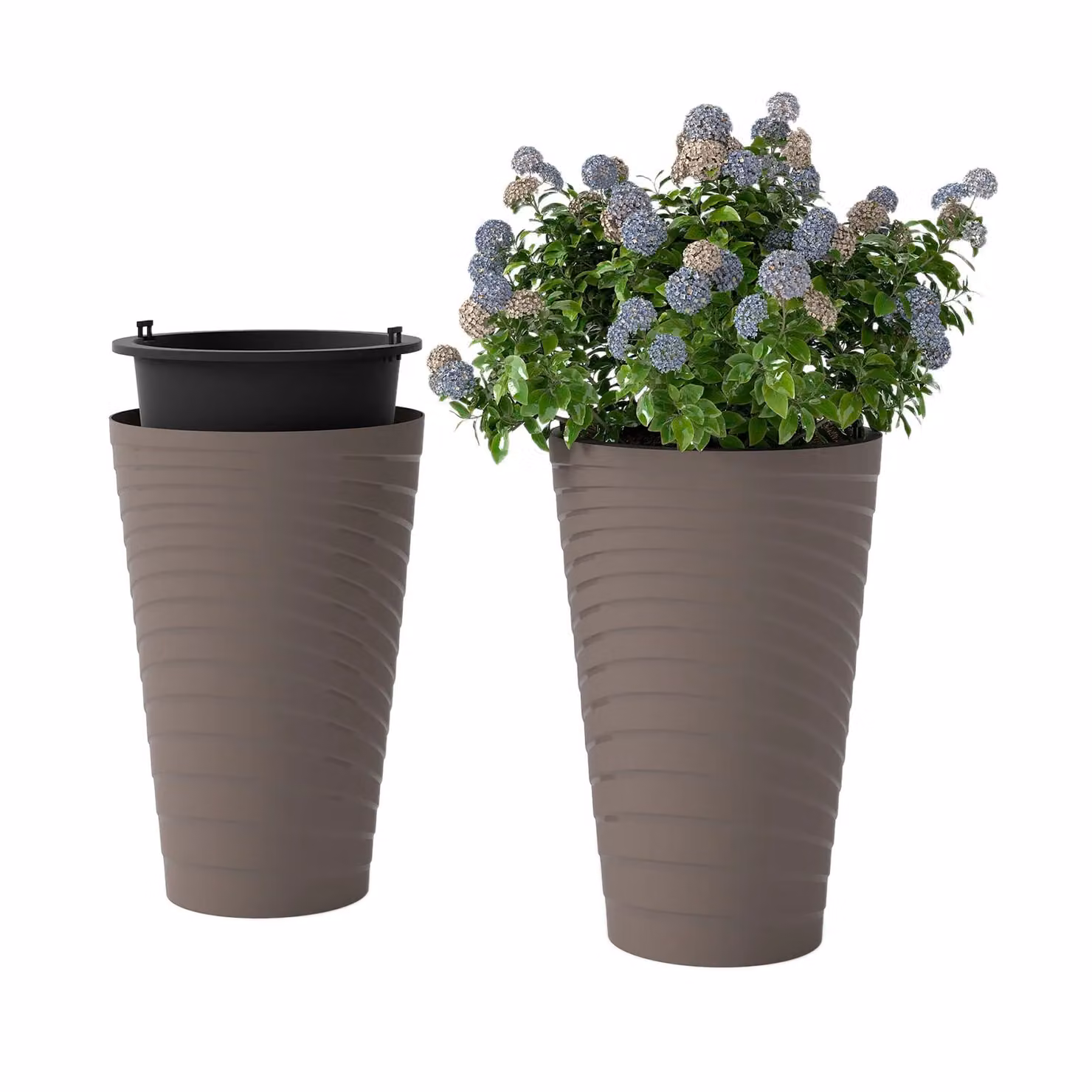 Costway Set of 2 Modern Decorative Brown Plastic Planter Pots, Height: 45 cm – 4