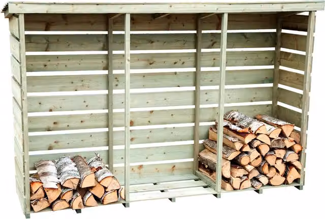 Charles Bentley Nordic Spruce Heavy Duty 3 Log Store Firewood Storage in Natural Wood