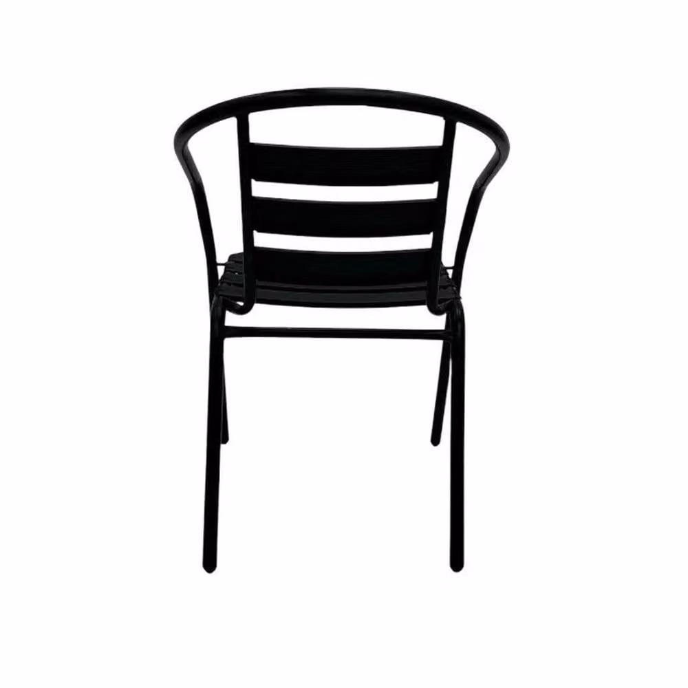 NESTLUNE Set of 2 Black Powder Coated Steel Garden Chairs with Armrests, H 100 cm x W 15 cm – 4
