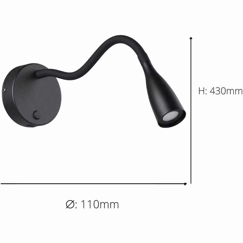 Loops Modern Black LED Ring Wall Light with Touch Control – 3
