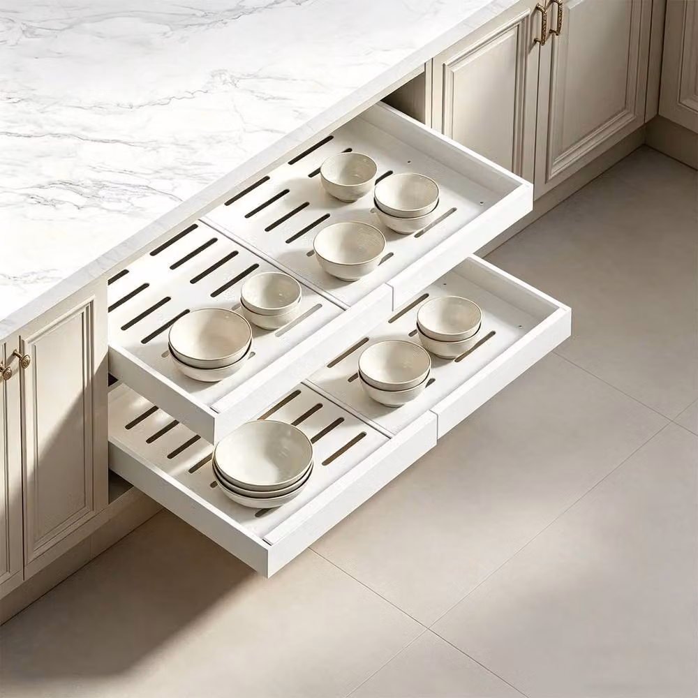 FORGEVIO 2 Pack Expandable Pull Out Cabinet Organiser in White – 2
