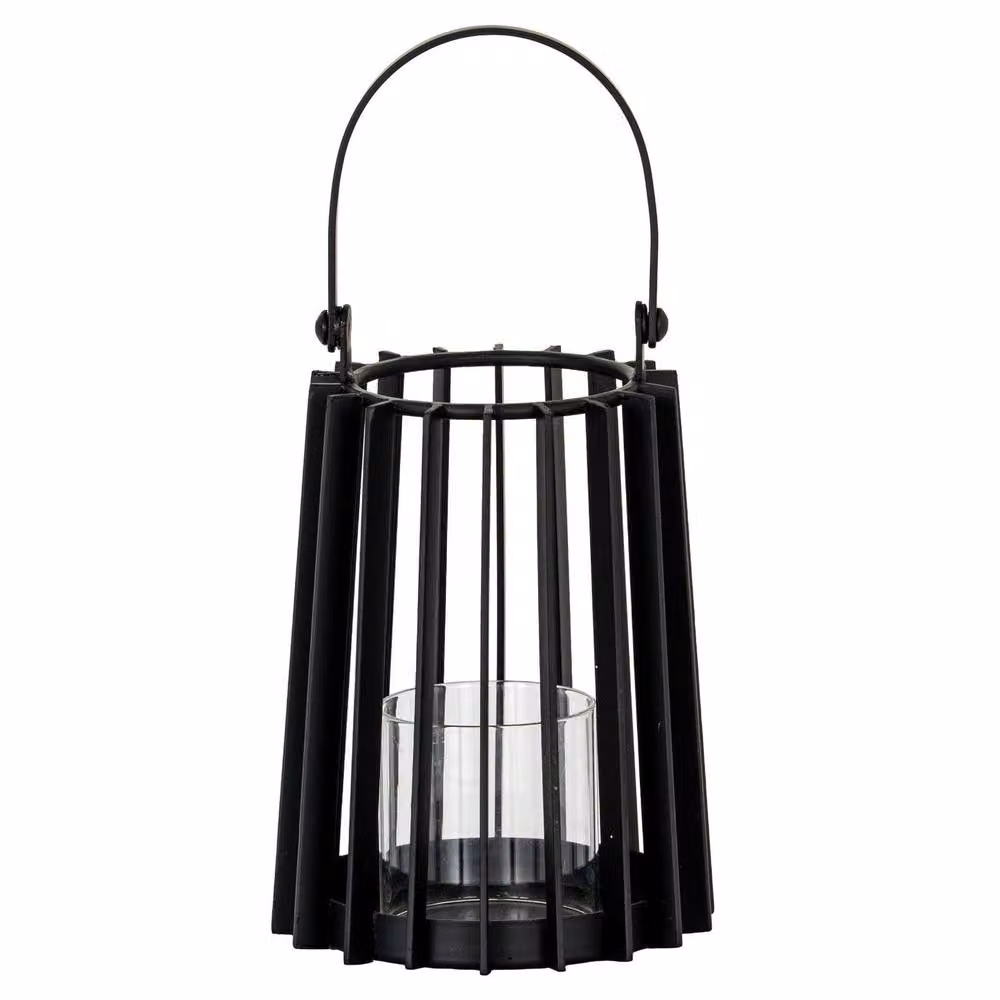Hill Interiors Lynk Glass and Metal Pillar Candle Holder, Black, H 40 cm x W 18 cm x D 18 cm – 2