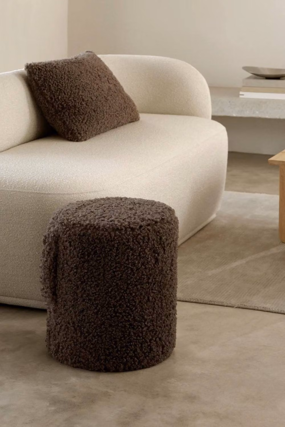 Blomus TEDDY Pouf in Brown Bouclé Fabric – 2