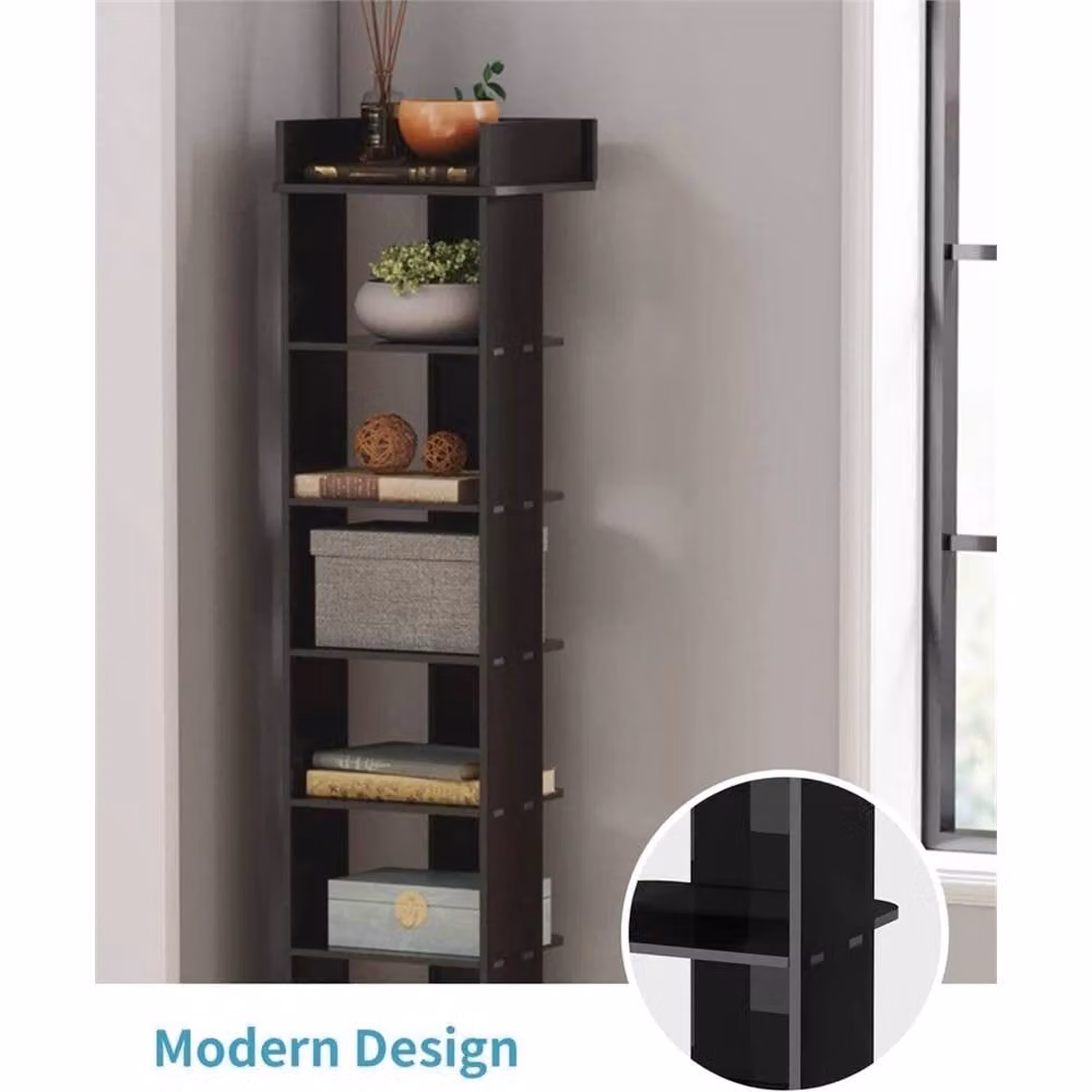 NESTLUNE 7-Tier Vertical Wooden Shoe Rack in Black – 4