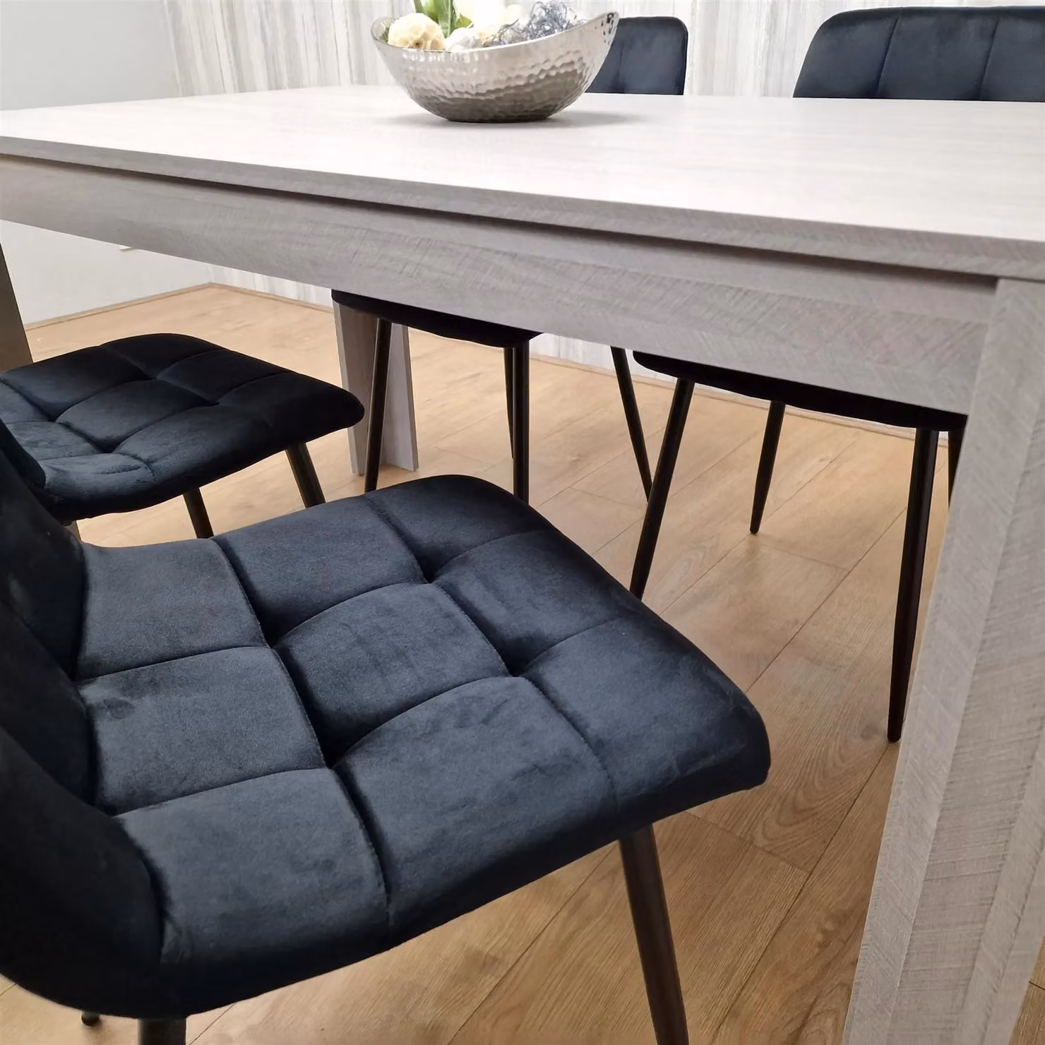 KOSY KOALA Modern Rectangular Dining Table Set with 4 Black Velvet Chairs, Brown – 3