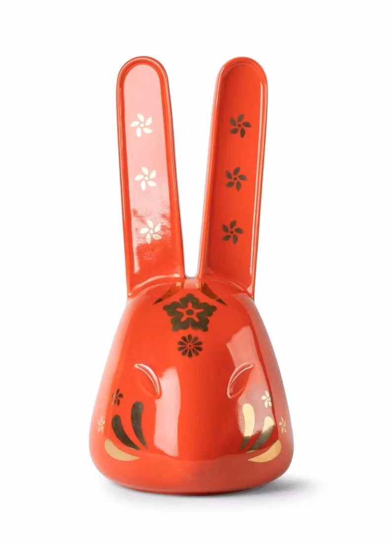 Lladró The Rabbit Porcelain Sculpture in Red and Gold