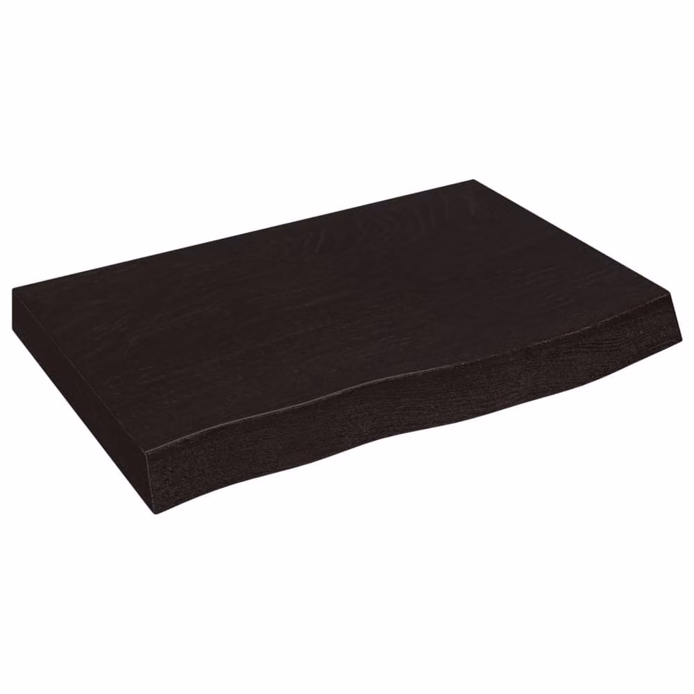 Berkfield Home Table Top in Dark Brown Treated Solid Oak, W/D/H: 60 x 40 x (2-6) cm, Dark Grey – 3