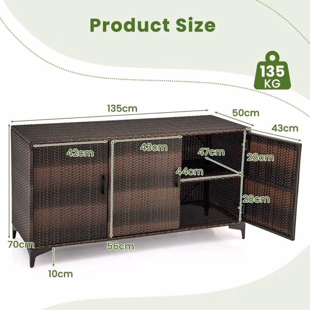 KORVIXA 318 L Brown Wicker Patio Storage Cabinet Deck Box – 2