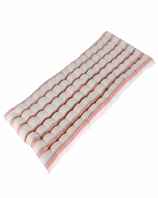 Dibor Red and Yellow Striped Quilted Outdoor Garden Bench Cushion, W: 40 cm, L: 100 cm – 2