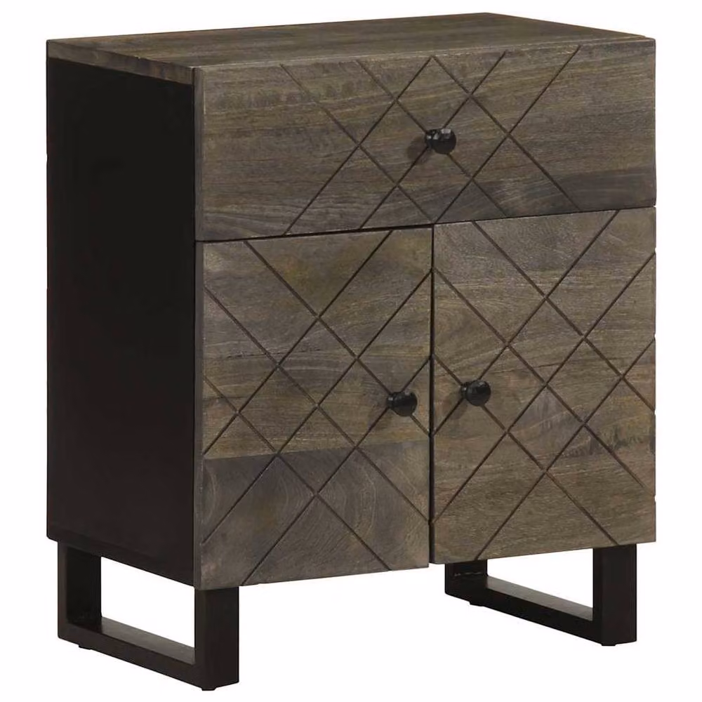 Berkfield Home Black Mango Wood Bedside Cabinet W/D/H: 50 x 33 x 60 cm – 1