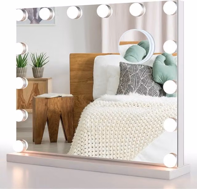 Costway Dimmable LED Tabletop Vanity Mirror in White