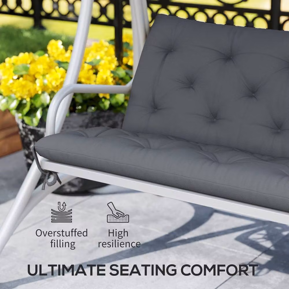 FLAVORA 3-Seater Rectangular Outdoor Bench Cushion in Grey, Breathable Polyester – 5