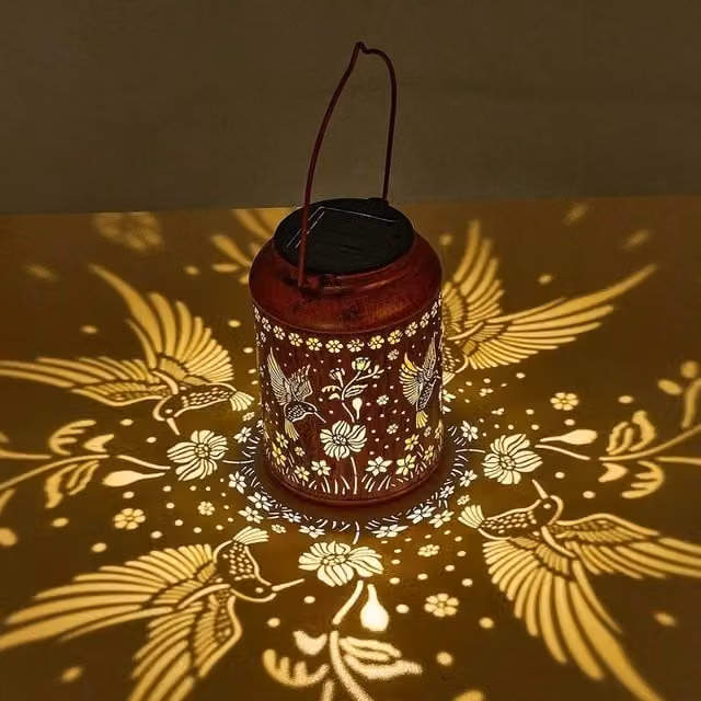 EONLION Solar Hanging Lantern, Brown, Waterproof Outdoor Vintage Style Light