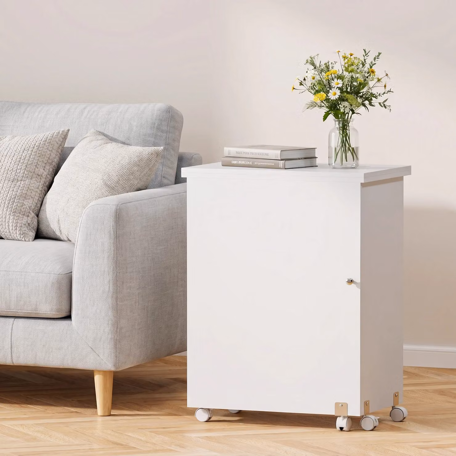 HOMCOM Folding Sewing Table with Drop Leaf and Castors, White – 2