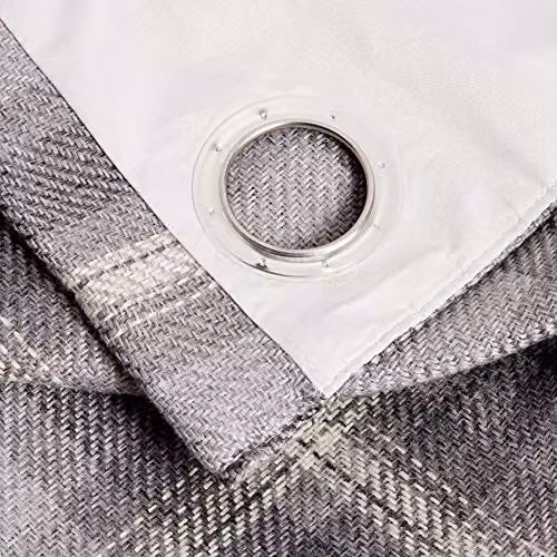 Sundour Carnoustie Checked Blackout Eyelet Curtains in Grey, W: 229 cm, D: 183 cm – 3