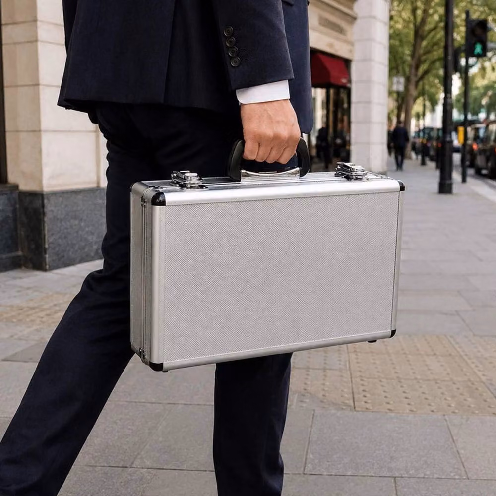 FLAVORA Heavy Duty Metal Storage Carry Box with Handles in Metallic Silver, W/D/H: 40 x 20 x 12.5 cm – 2