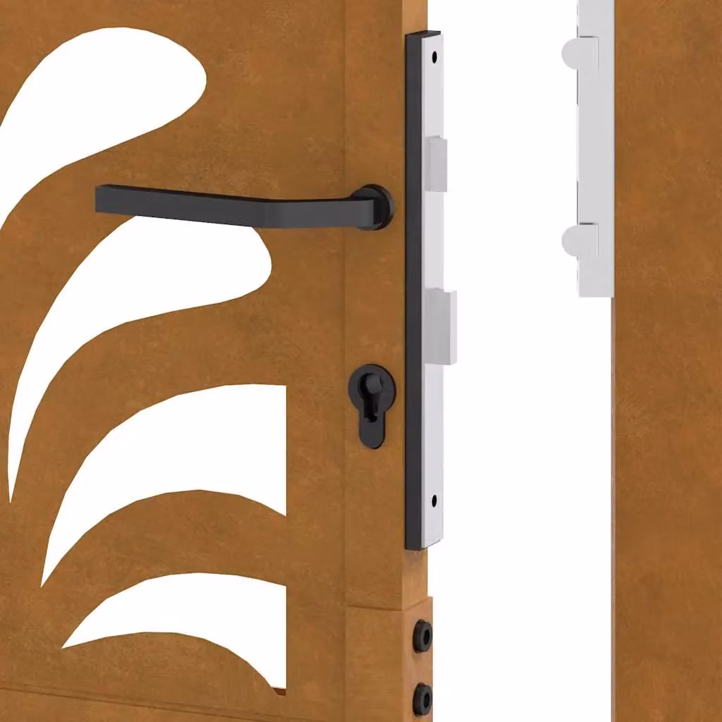 Berkfield Home Brown Weathering Steel Wave Design Garden Gate W: 105 cm, H: 155 cm – 4
