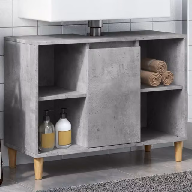 Berkfield Home Concrete Grey Bathroom Cabinet W: 80 cm, D: 33 cm, H: 60 cm