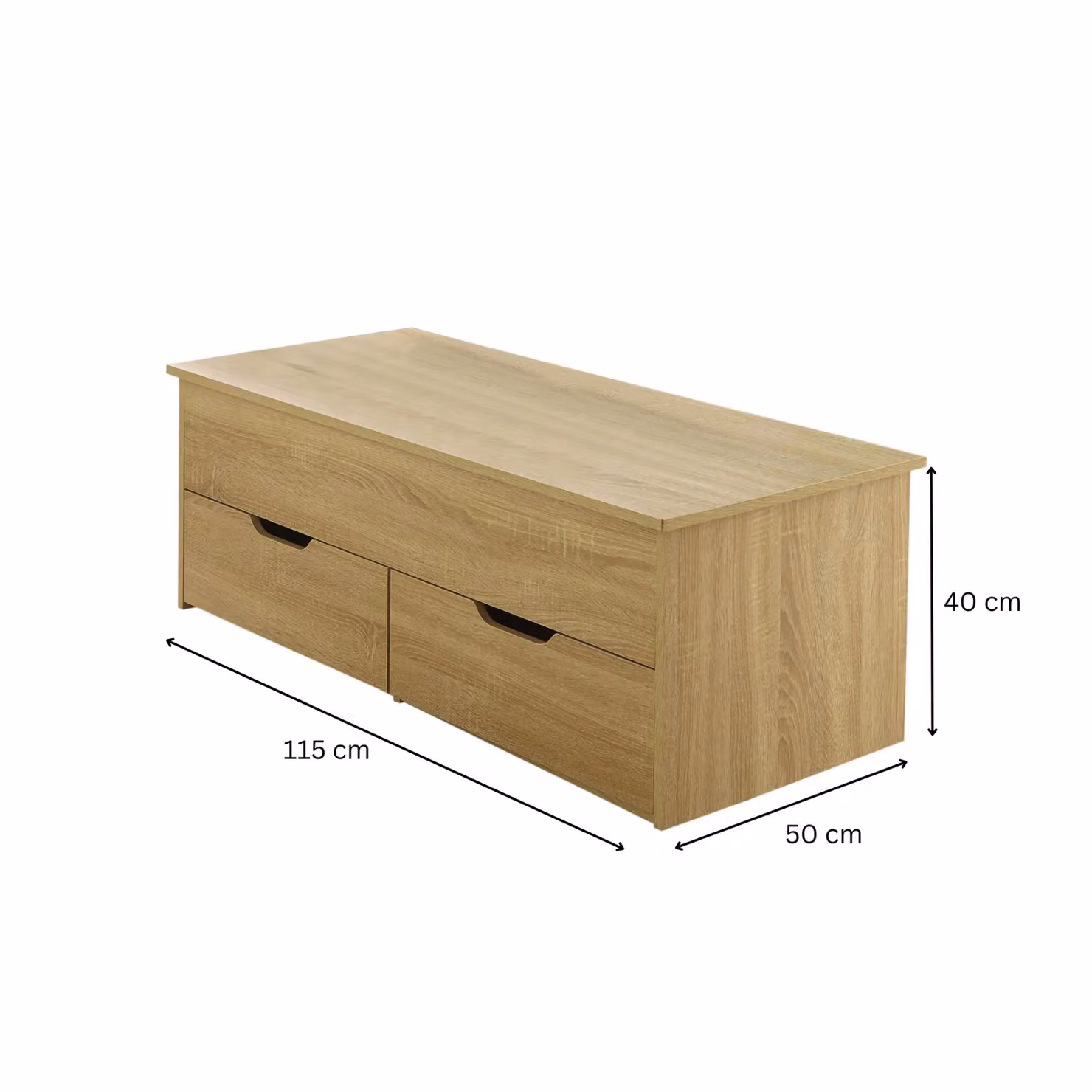 Home Source Modern Rectangular Wooden Coffee Table with Lift Up Top and 2 Storage Drawers in Light Oak – 4