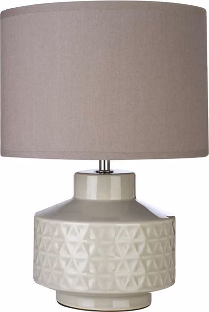 Orsina Table Lamp with Grey Ceramic Base and White Fabric Shade