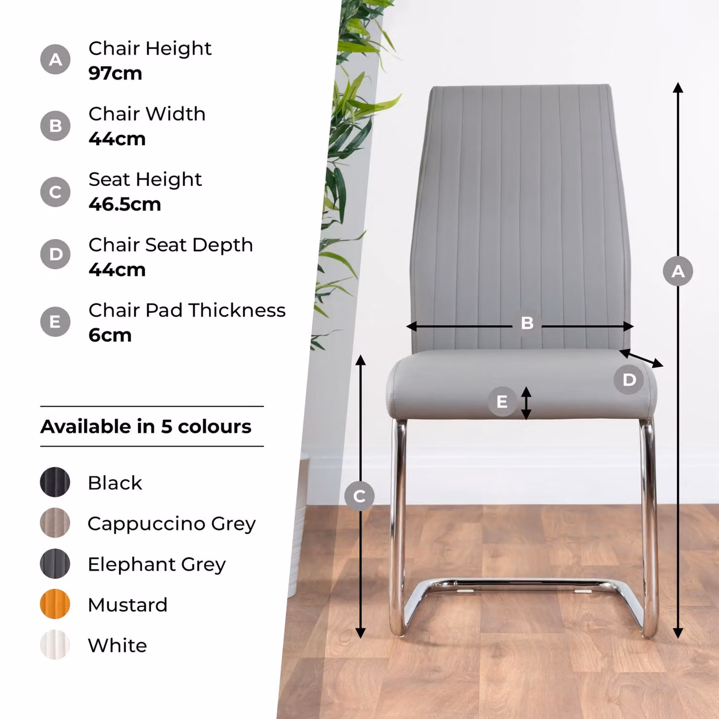 FurnitureboxUK Lorenzo Faux Leather Dining Chairs with Chrome Legs, Set of 2, Black – 4