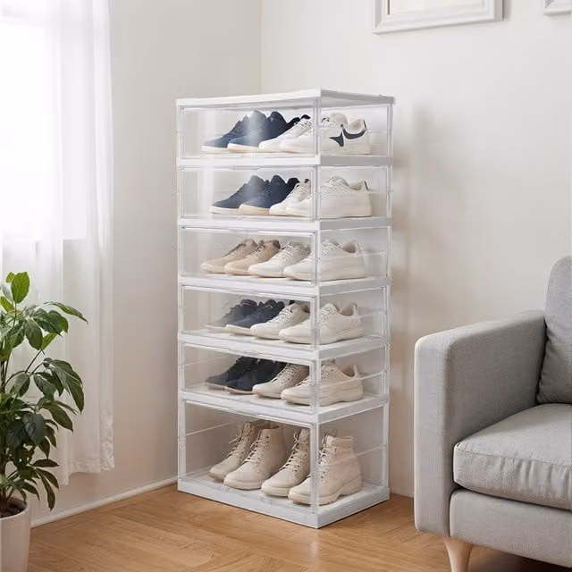 Lifeideas Foldable Plastic Storage Box with Lid, White, Length: 127 cm
