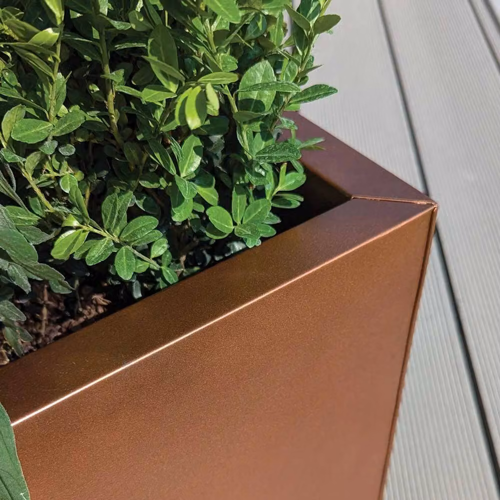 Access Garden Products Bronze Galvanised Steel Tall Square Planter Tub, Width: 100 cm, Height: 100 cm – 4