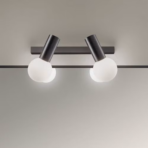 LEDS C4 Mist Double Bathroom Twin Wall Light in Metallic Black with E14 Base – 2