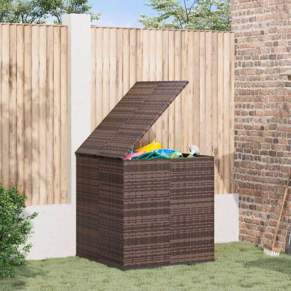 Berkfield Home Durable PE Rattan Garden Cushion Box in Brown, W/D/H: 100 x 97.5 x 104 cm – 2