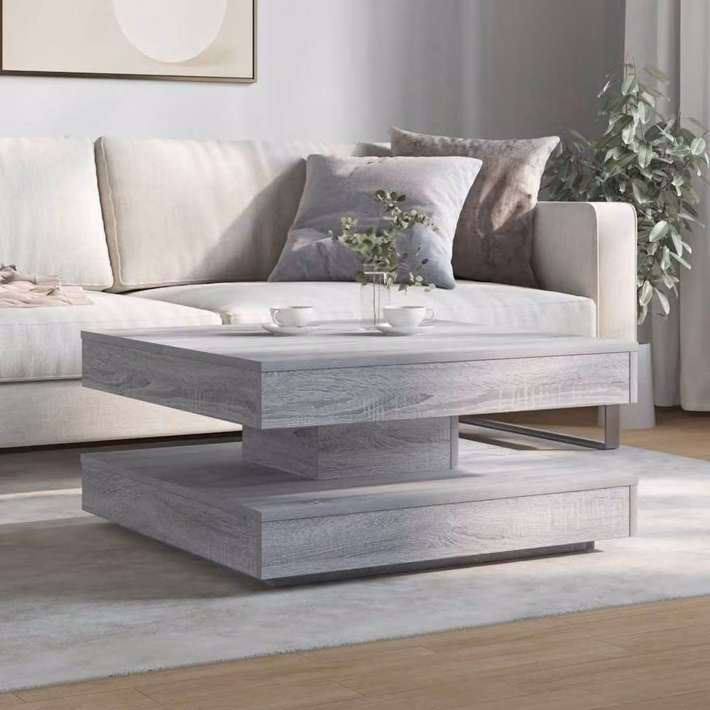 Berkfield Home Rotating Square Coffee Table in Grey, W/D/H: 70 x 70 x 34.5 cm – 2