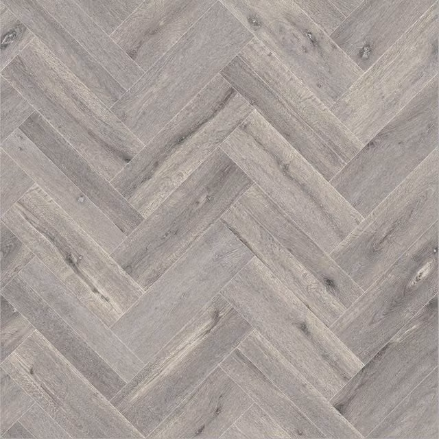 Luna Grey Herringbone Wood Effect Vinyl Flooring Sheet, 2.3mm, W: 200 cm, L: 700 cm