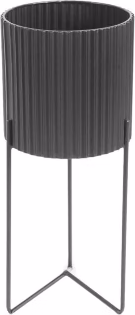 Ornate Collection Round Metal Tabletop Planter on Stand in Black