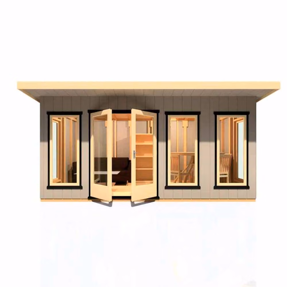 Shires Cali Pent Garden Office and Storage Building in Light Brown, W: 509.4 cm, D: 334.0 cm, H: 246.1 cm