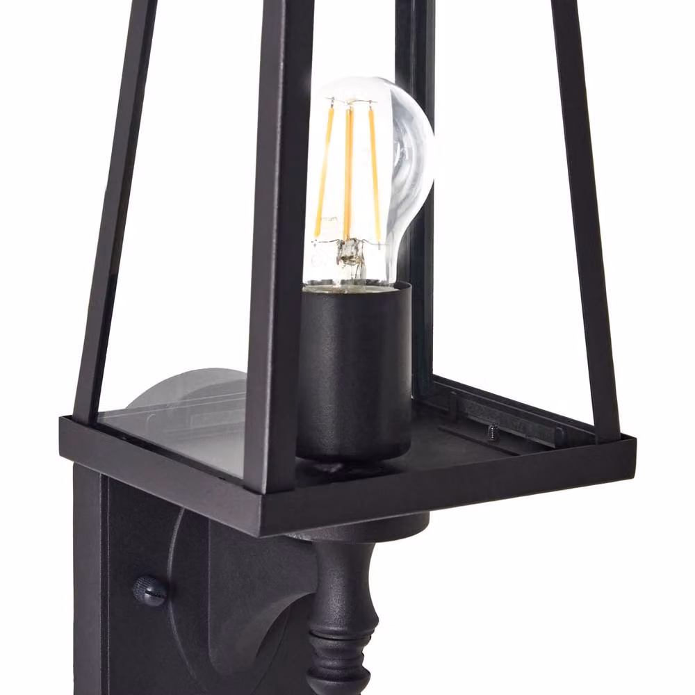Wyld and Coco Matte Black Metal Outdoor Wall Lantern with Transparent Glass Shade – 2