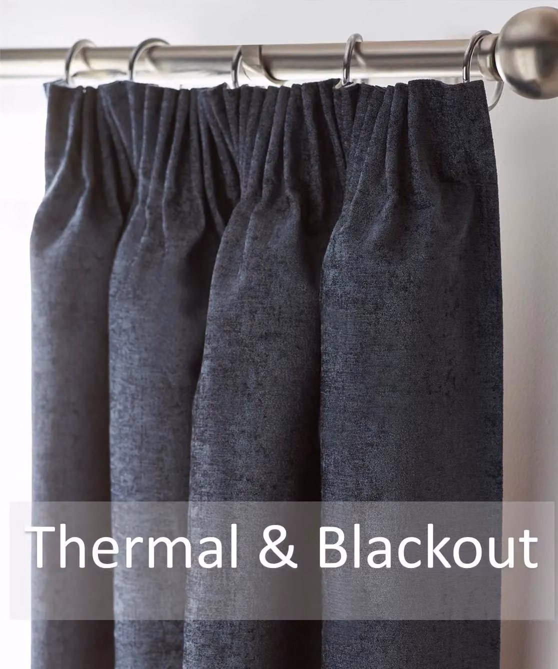 Luxor Living Charcoal Chenille Blackout Pencil Pleat Curtains, Width: 168 cm, Drop: 229 cm – 2