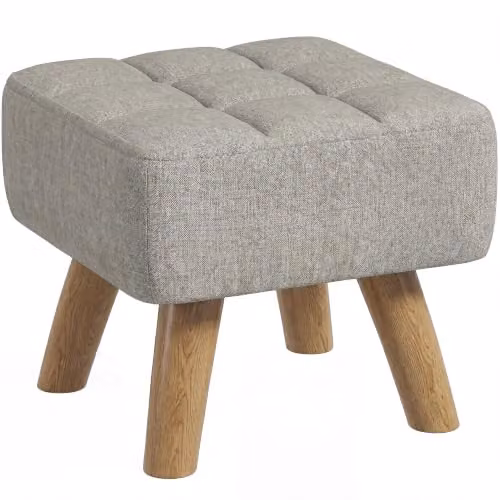 HOMCOM Modern Rectangular Fabric Footstool with Rubberwood Legs in Brown or Grey