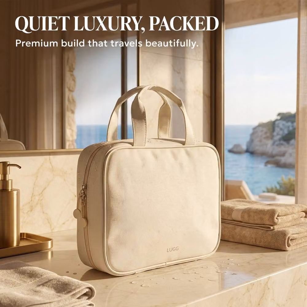 Lugg Waterproof Travel Toiletry and Makeup Bag with Hanging Hook in Stone, W/D/H: 19 x 8 x 25 cm – 3