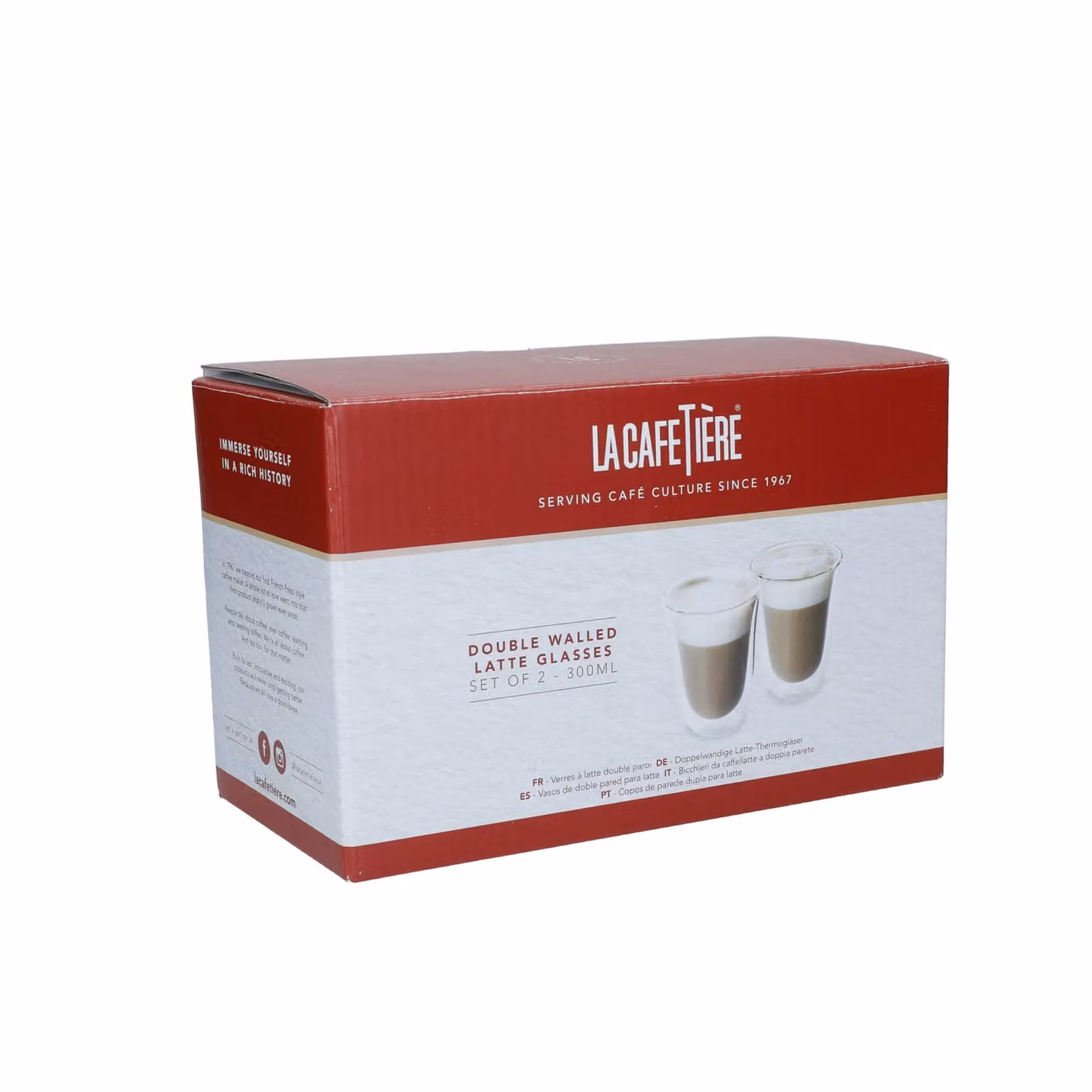 La Cafetiere Set of 2 Double Walled Glass Latte Mugs, 300ml, Transparent – 4